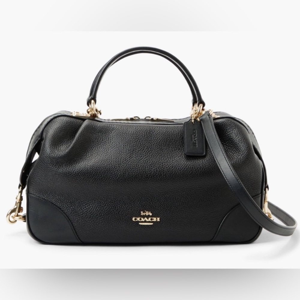 Coach 69621 Black Leather Satchel with Gold Accents Like New Condition